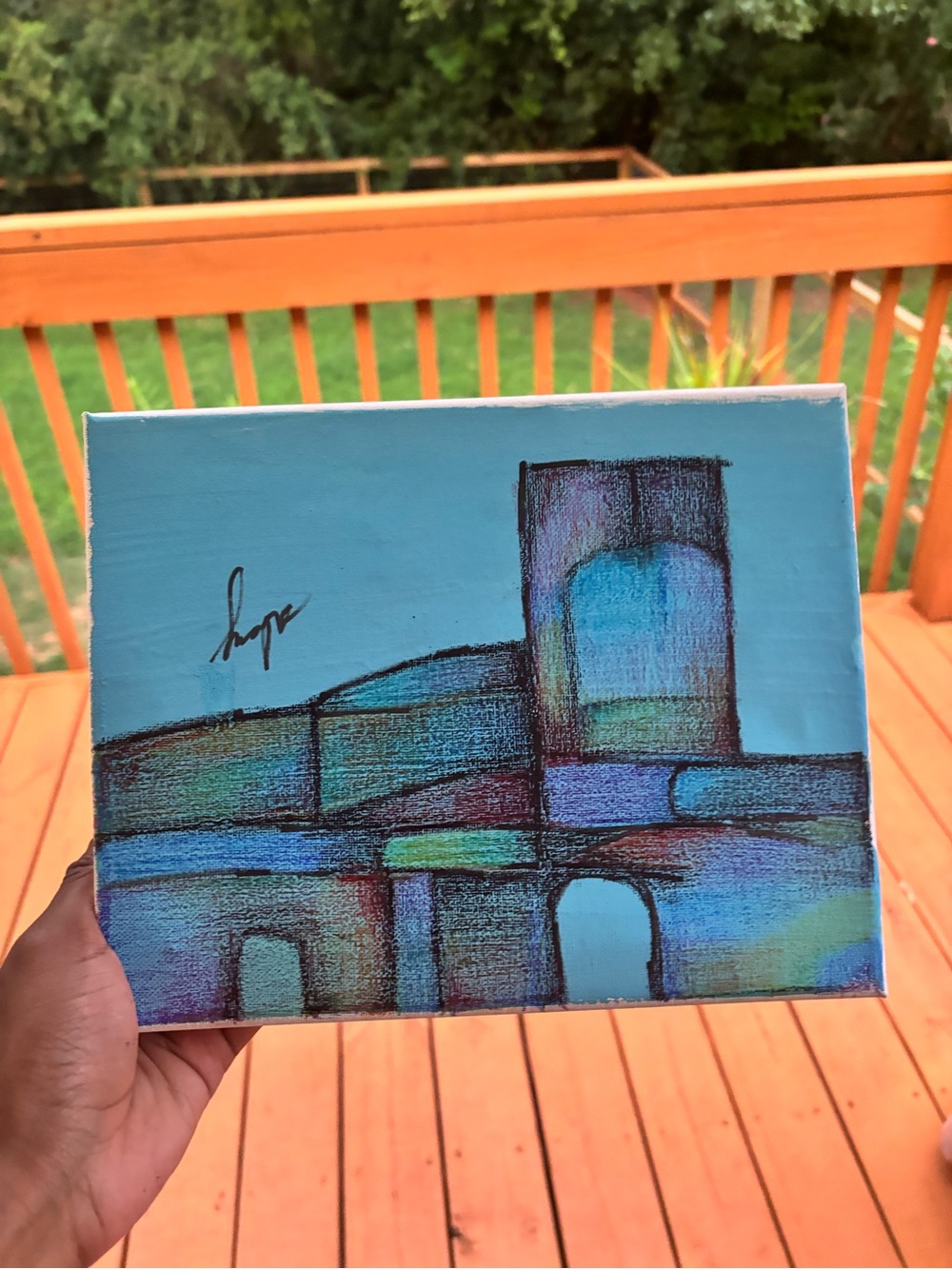Hope Blue Abstract Home Art Canvas